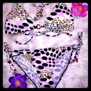 Mali-boo cute 2pc pink/mini leopard print bikini